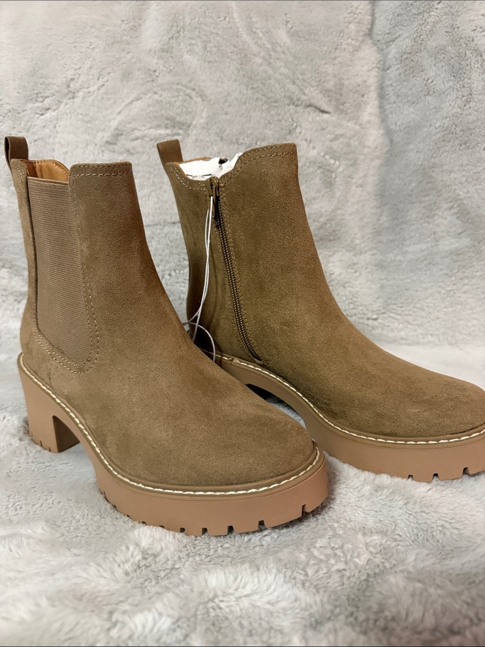 Target Tan Suede Platform Chelsea Booties